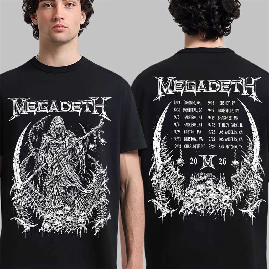 Megadeth North American 2026 Tour Vic The Reaper T-Shirt Megadeth Merch Fans Gifts Megadeth North American 2026 Tour Vic The Reaper T-Shirt Megadeth Merch Fans Gifts