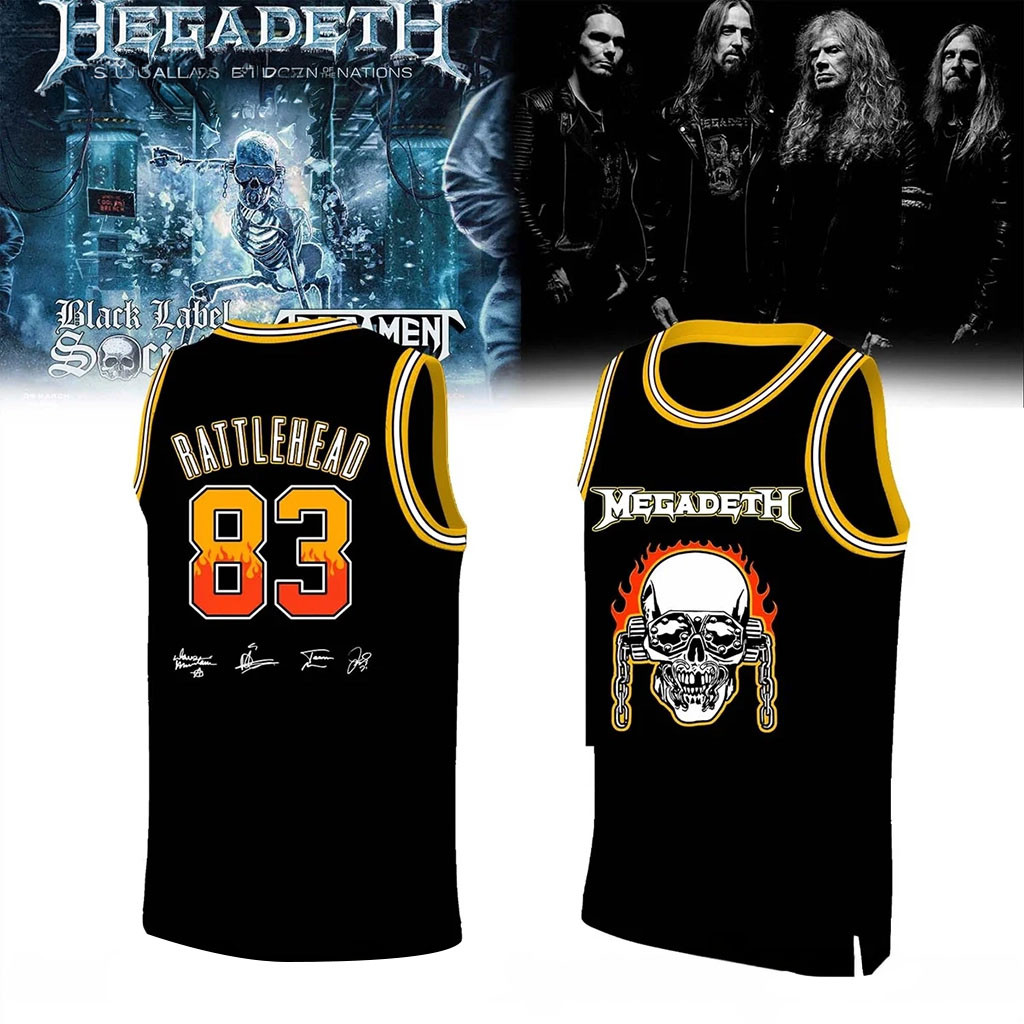 Megadeth Rattlehead #83 Basketball Jersey Heavy Metal Band Skull Sleeveless Shirt Megadeth Merch