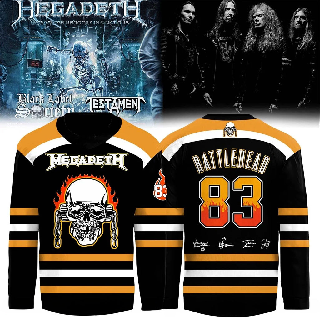 Megadeth Rattlehead #83 Hockey Jersey Heavy Metal Band Skull Apparel Megadeth Merch Fan Gifts