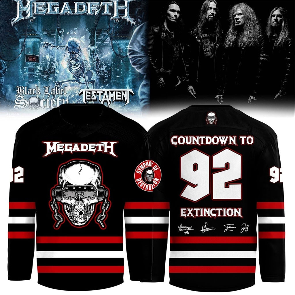 Megadeth Rock Band 2026 Countdown To Extinction Signed Hockey Jersey Megadeth Merch Fan Gifts Megadeth Rock Band 2026 Countdown To Extinction Signed Hockey Jersey Megadeth Merch Fan Gifts