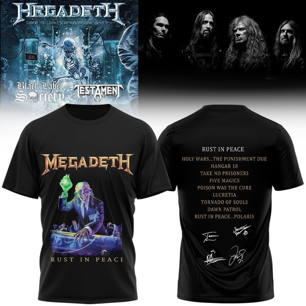 Megadeth Rock Band 2026 Rust In Peace Signed T-Shirt Megadeth Merch Gift For Music Fans Megadeth Rock Band 2026 Rust In Peace Signed T-Shirt Megadeth Merch Gift For Music Fans