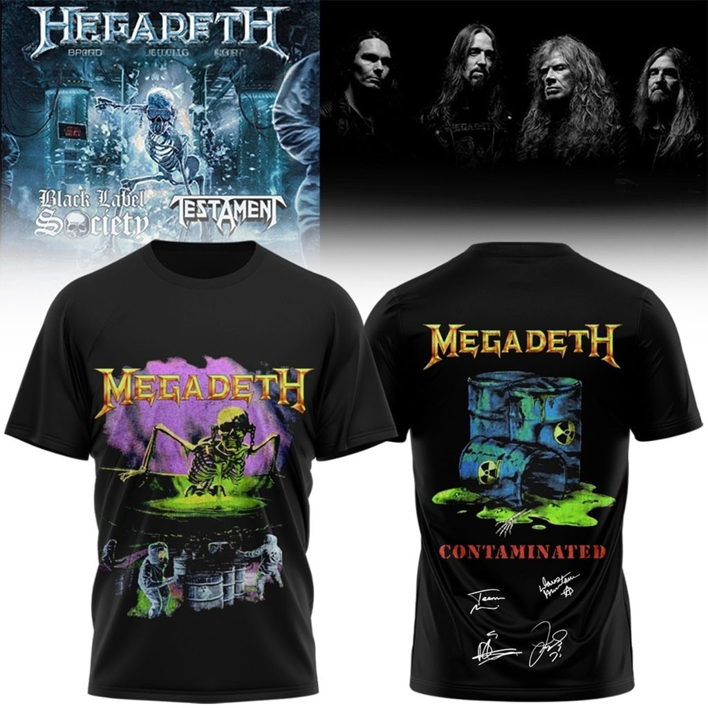 Megadeth Rock Band 2026 Signed Black T-Shirt Contaminated Shirt Megadeth Merch Music Fan Gifts Megadeth Rock Band 2026 Signed Black T-Shirt Contaminated Shirt Megadeth Merch Music Fan Gifts