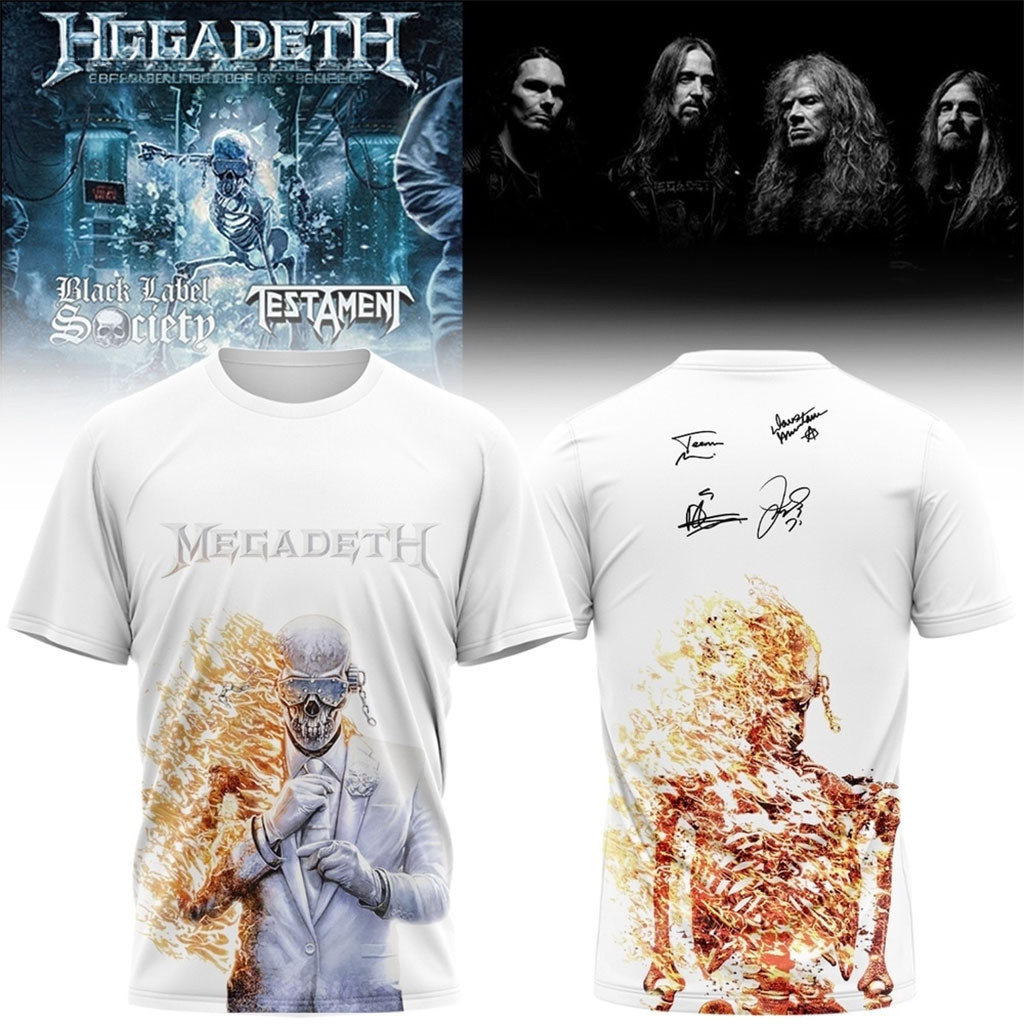 Megadeth Rock Band 2026 Signed White T-Shirt Megadeth Merch Gift For Music Lovers Megadeth Rock Band 2026 Signed White T-Shirt Megadeth Merch Gift For Music Lovers