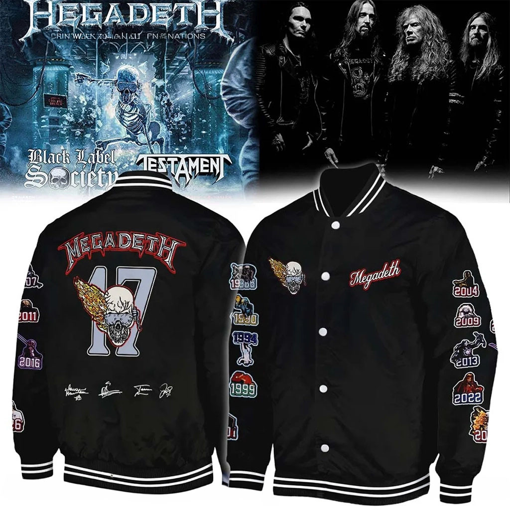 Megadeth Signed Bomber Jacket Thrash Metal Vic Rattlehead Jacket Megadeth Merch Fan Gifts