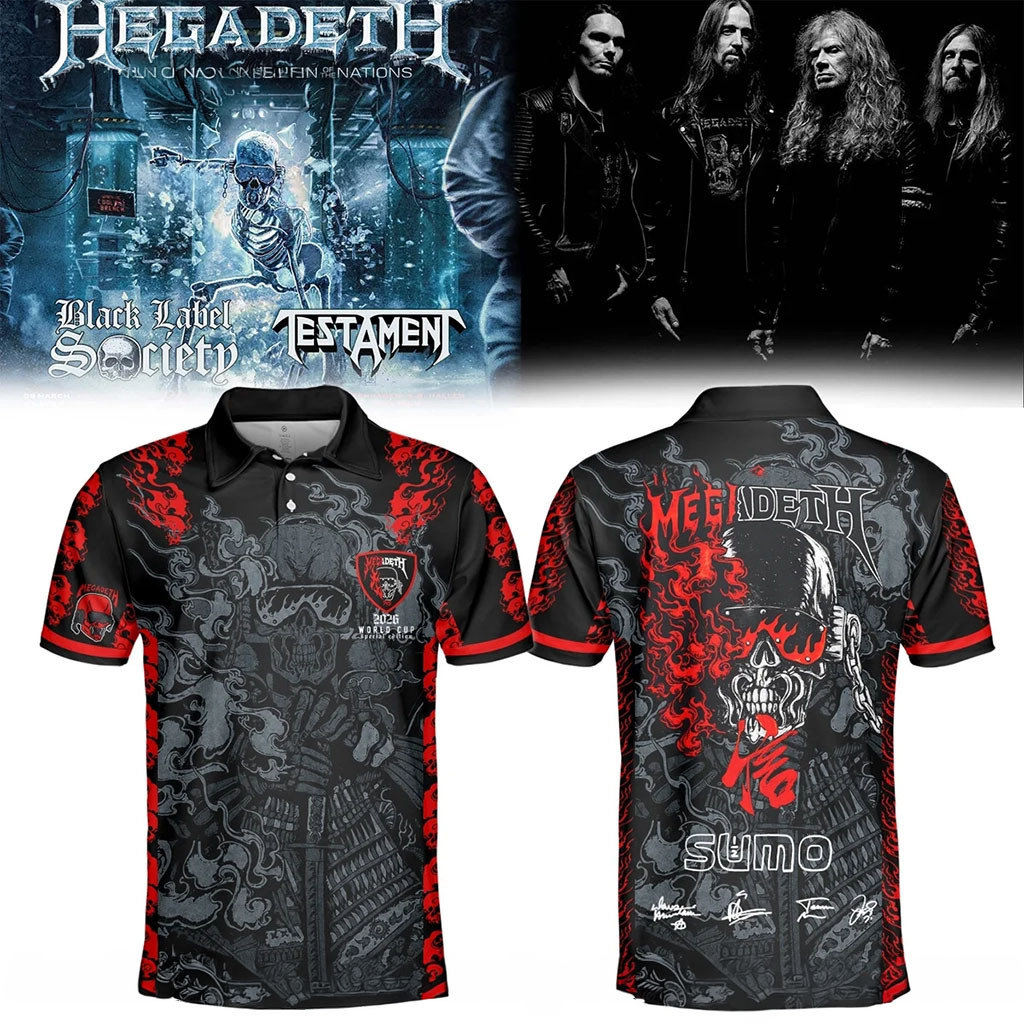MegadethMerch Sumo Signature Polo Shirt Skull Heavy Metal Band Polo Rock Music Fan Gift