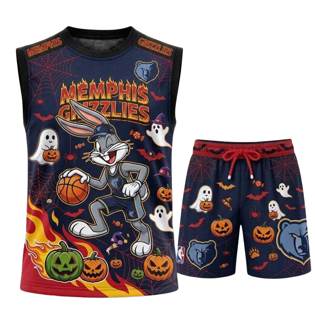 Memphis Grizzlies Bugs Bunny Halloween Muscle Tank And Shorts Grizzlies Merch Gifts For Fans