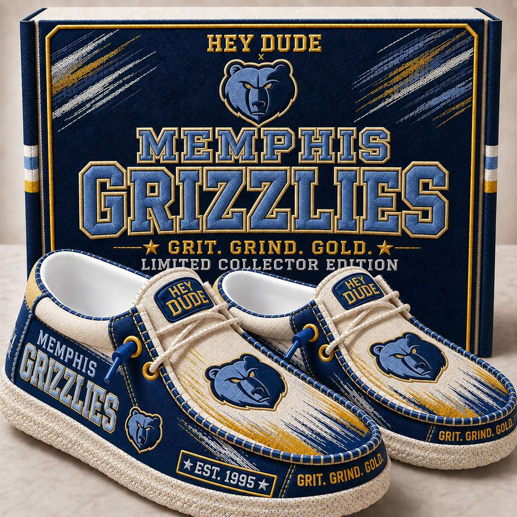 Memphis Grizzlies Merch Est 1995 Grit Grind Gold Slip-On Loafers Gifts For Basketball Fan Memphis Grizzlies Merch Est 1995 Grit Grind Gold Slip-On Loafers Gifts For Basketball Fan