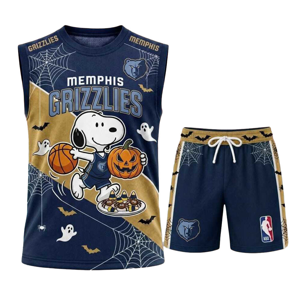 Memphis Grizzlies Snoopy Halloween Basketball Muscle Tank And Shorts Grizzlies Merch Fan Gear Memphis Grizzlies Snoopy Halloween Basketball Muscle Tank And Shorts Grizzlies Merch Fan Gear