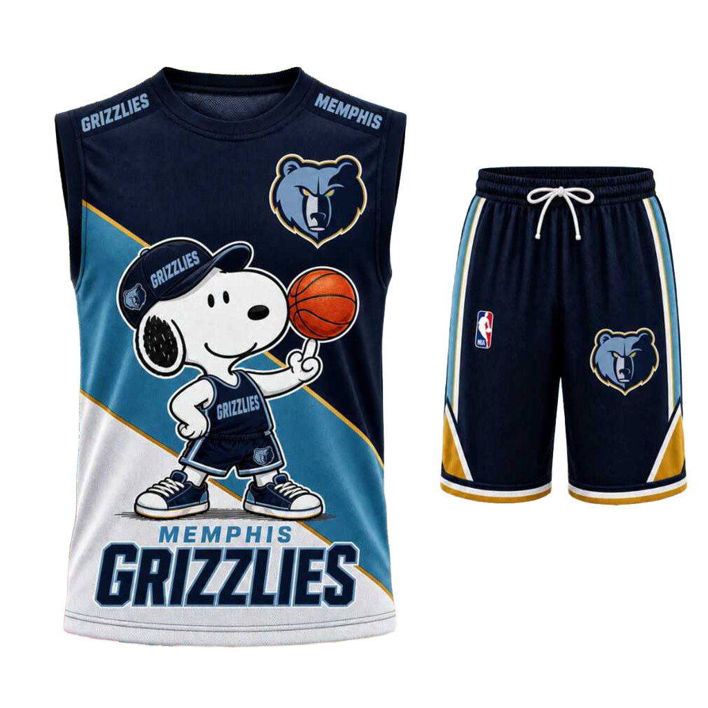 Memphis Grizzlies Snoopy Mascot Basketball Tank Top And Shorts Set Memphis Grizzlies Merch