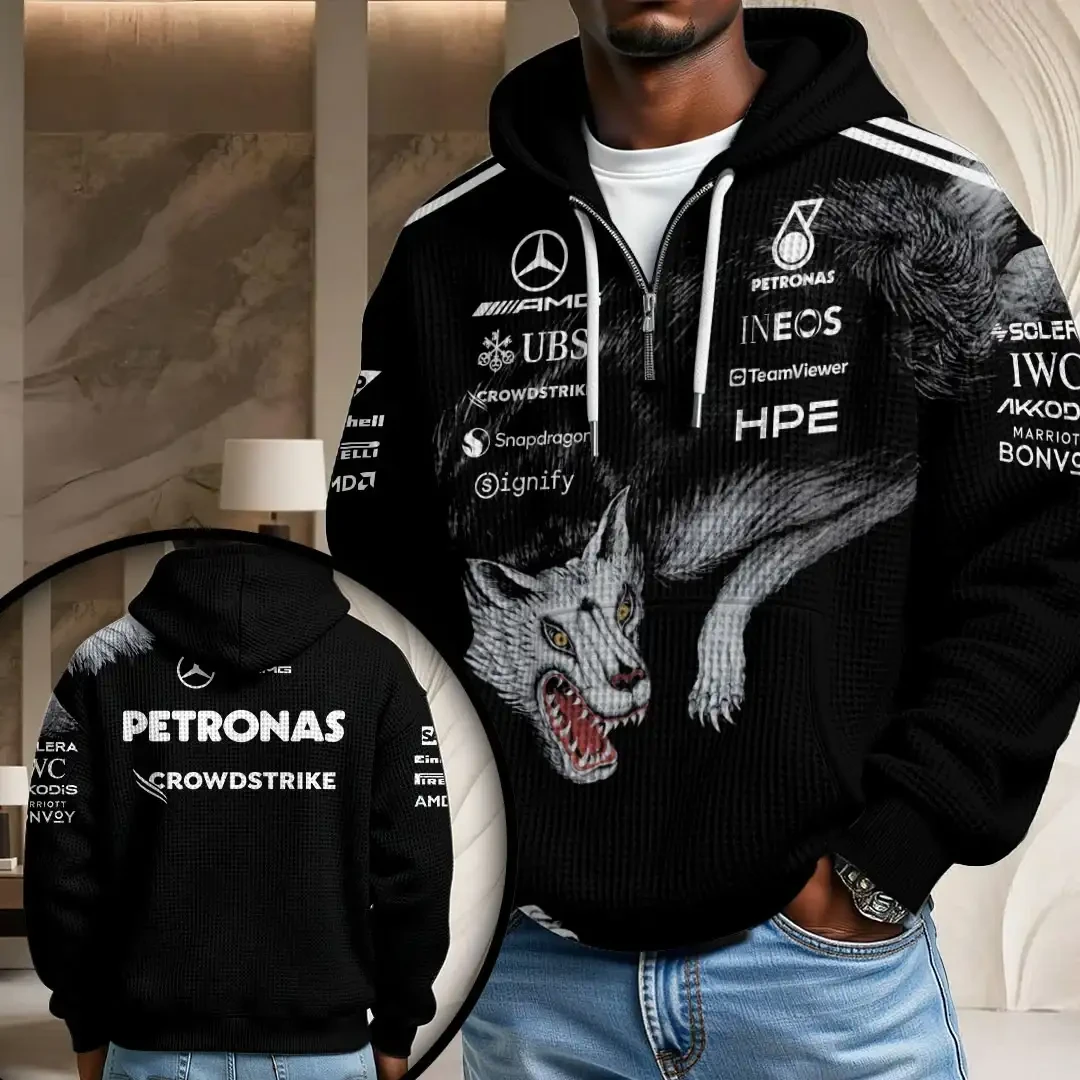 Mercedes AMG Petronas F1 Team Quarter Zip Hoodie Black Unique Gifts For Husband