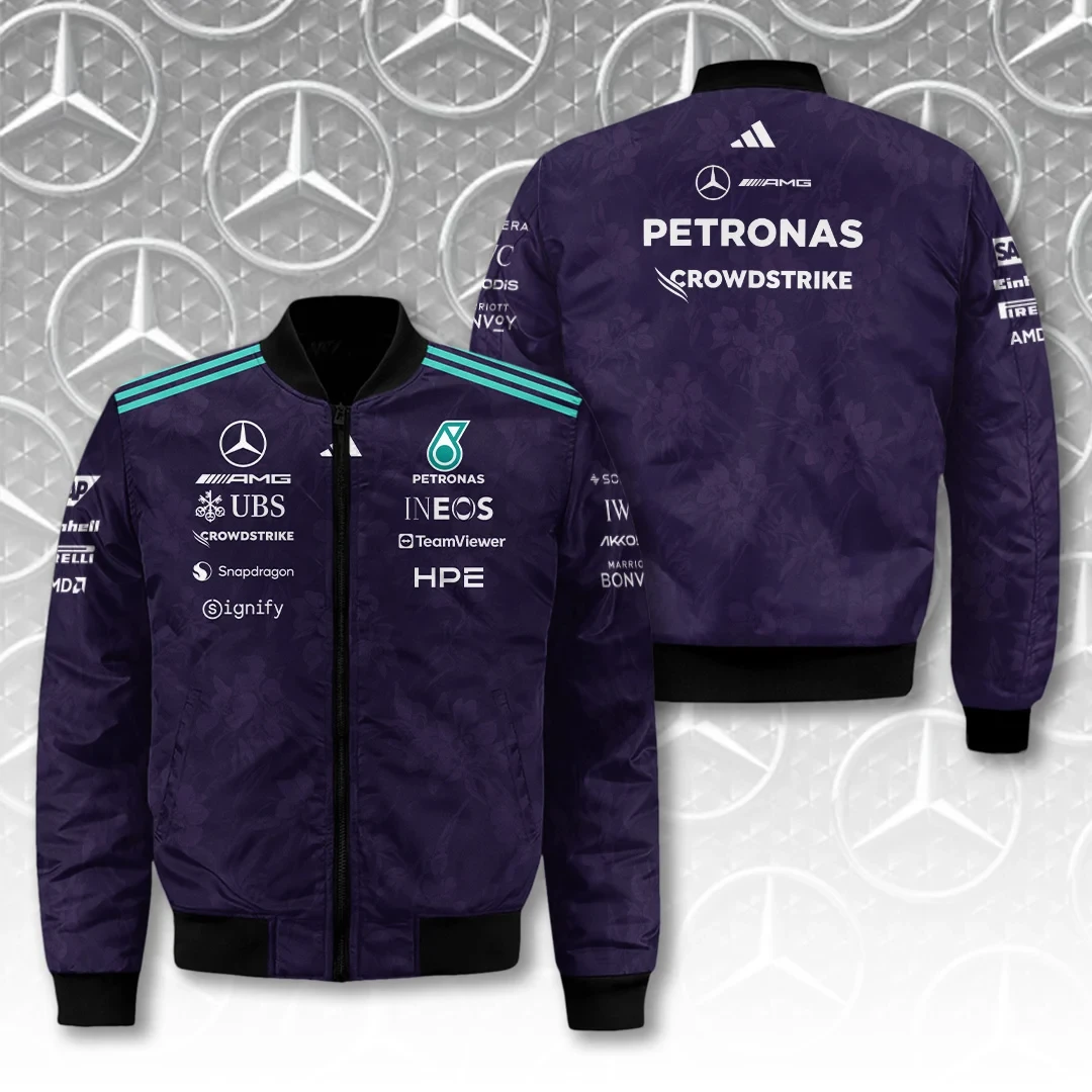 Mercedes AMG Petronas F1 Team Vanda Bloom 2026 Bomber Jacket Present For F1 Fans