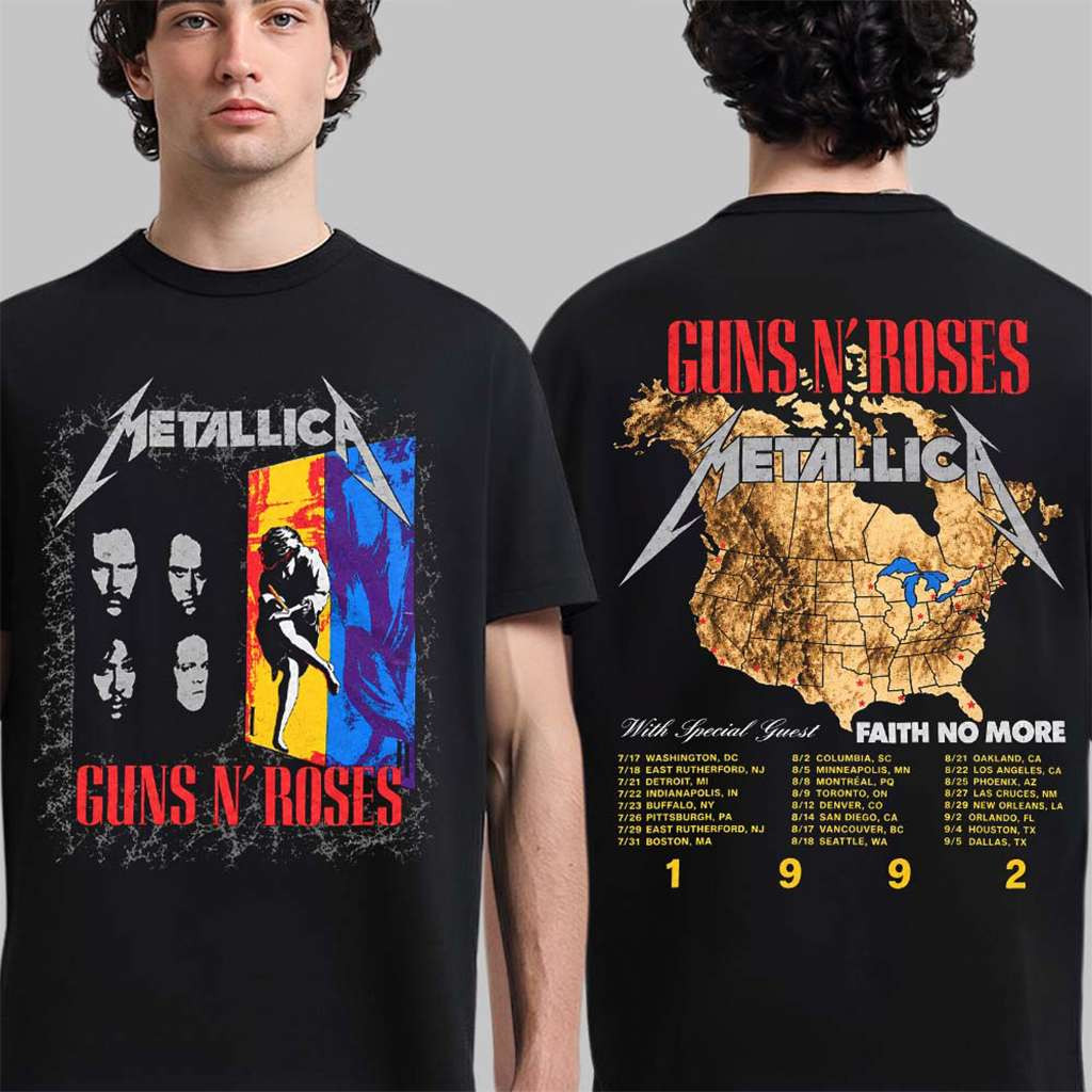 Metallica X Guns N Roses Stadium Tour 1992 North America With Faith No More Shirt Metallica Merch