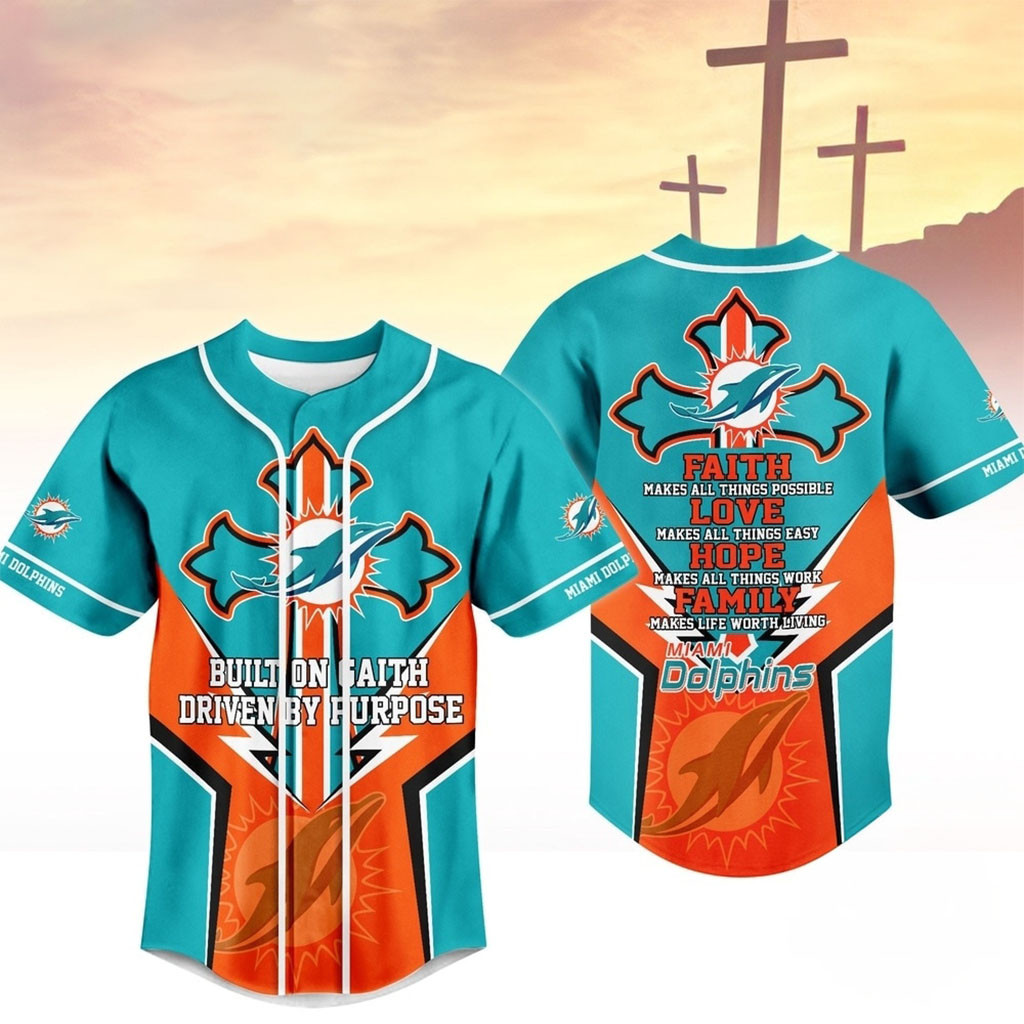 Miami Dolphins Blessed Beyond The Score Baseball Jersey Miami Dolphins Merch Present For Fans