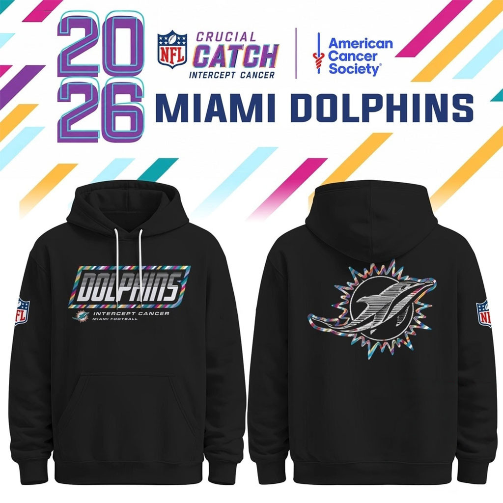 Miami Dolphins Crucial Catch 2026 Black Hoodie Miami Dolphins Merch Football Fan Gift Ideas