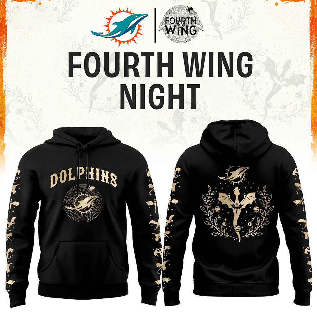 Miami Dolphins Dragon Wing Fantasy Night 2026 Black Hoodie Miami Dolphins Merch Game Day Gifts
