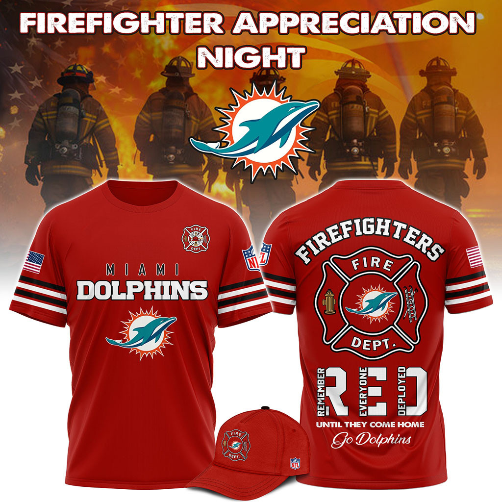 Miami Dolphins Firefighter Appreciation Night 2026 T-Shirt Miami Dolphins Merch Gift For Fans Miami Dolphins Firefighter Appreciation Night 2026 T-Shirt Miami Dolphins Merch Gift For Fans