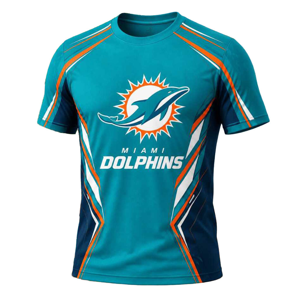 Miami Dolphins Football Team Logo Athletic Shirt Men's Game Day Apparel Miami Dolphins Merch