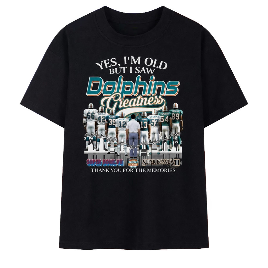 Miami Dolphins Greatness Legends Signatures Super Bowl Memories T-Shirt Dolphins Merch Miami Dolphins Greatness Legends Signatures Super Bowl Memories T-Shirt Dolphins Merch