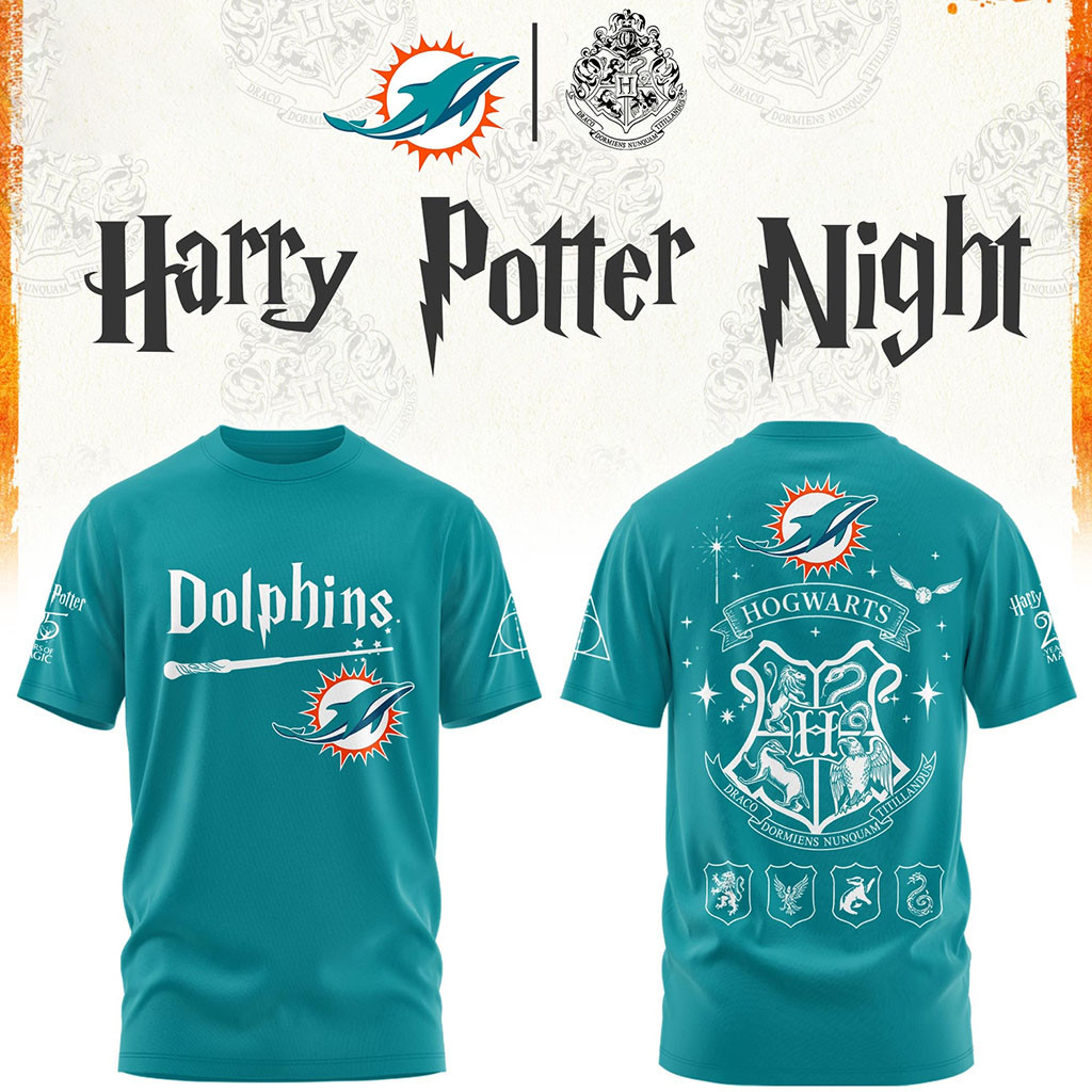 Miami Dolphins Harry Potter 25th Anniversary T-Shirt Miami Dolphins Merch Football Fan Gear