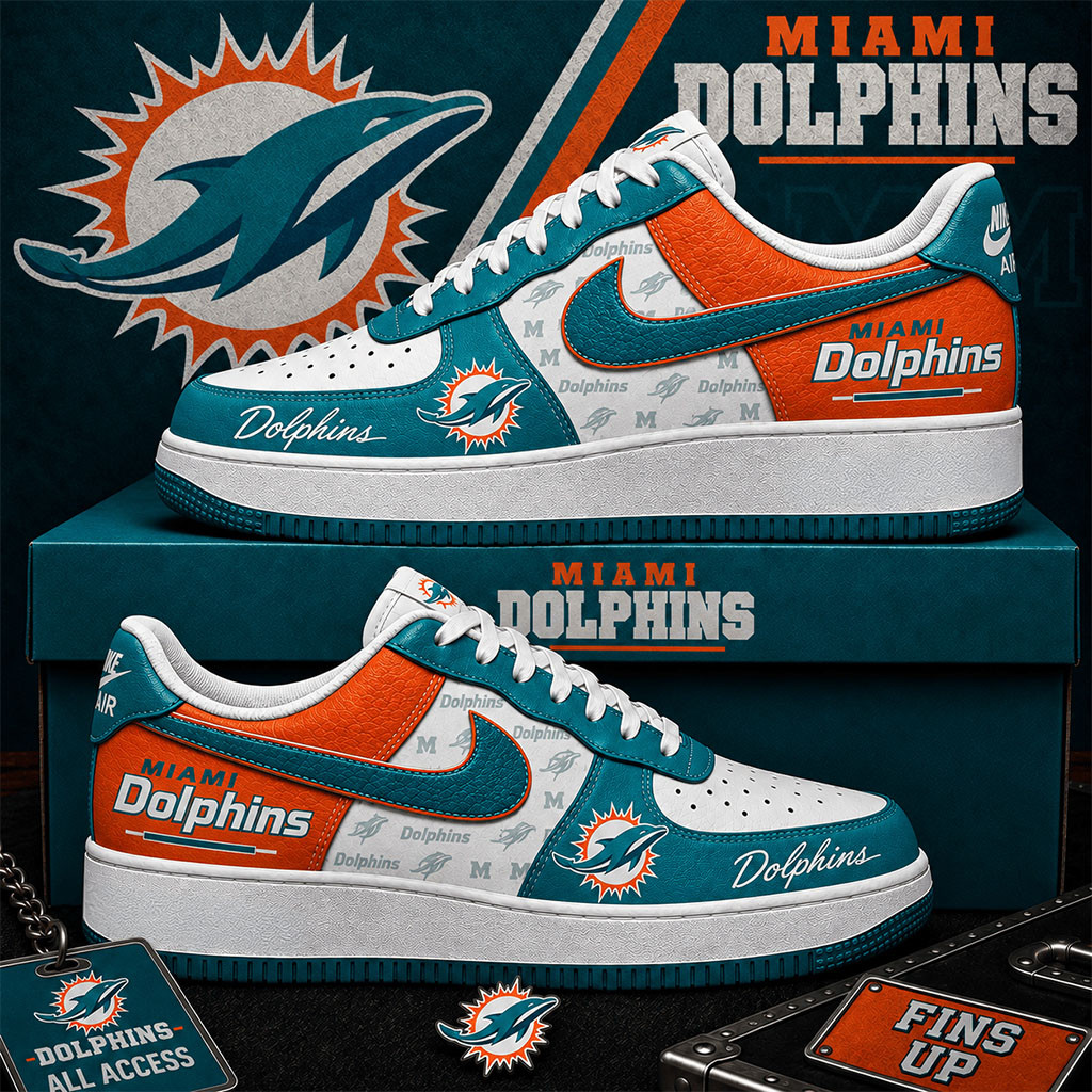 Miami Dolphins Sneakers Fins Up Shoes Miami Dolphins Merch Unique Football Gifts For Him