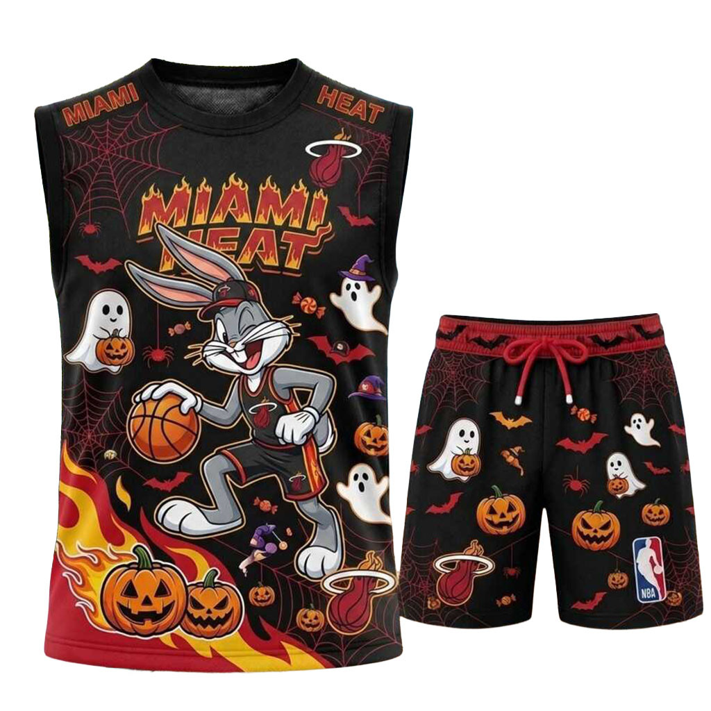 Miami Heat Bunny Halloween Tank Top And Shorts Set Miami Heat Merch Gifts For Basketball Fan