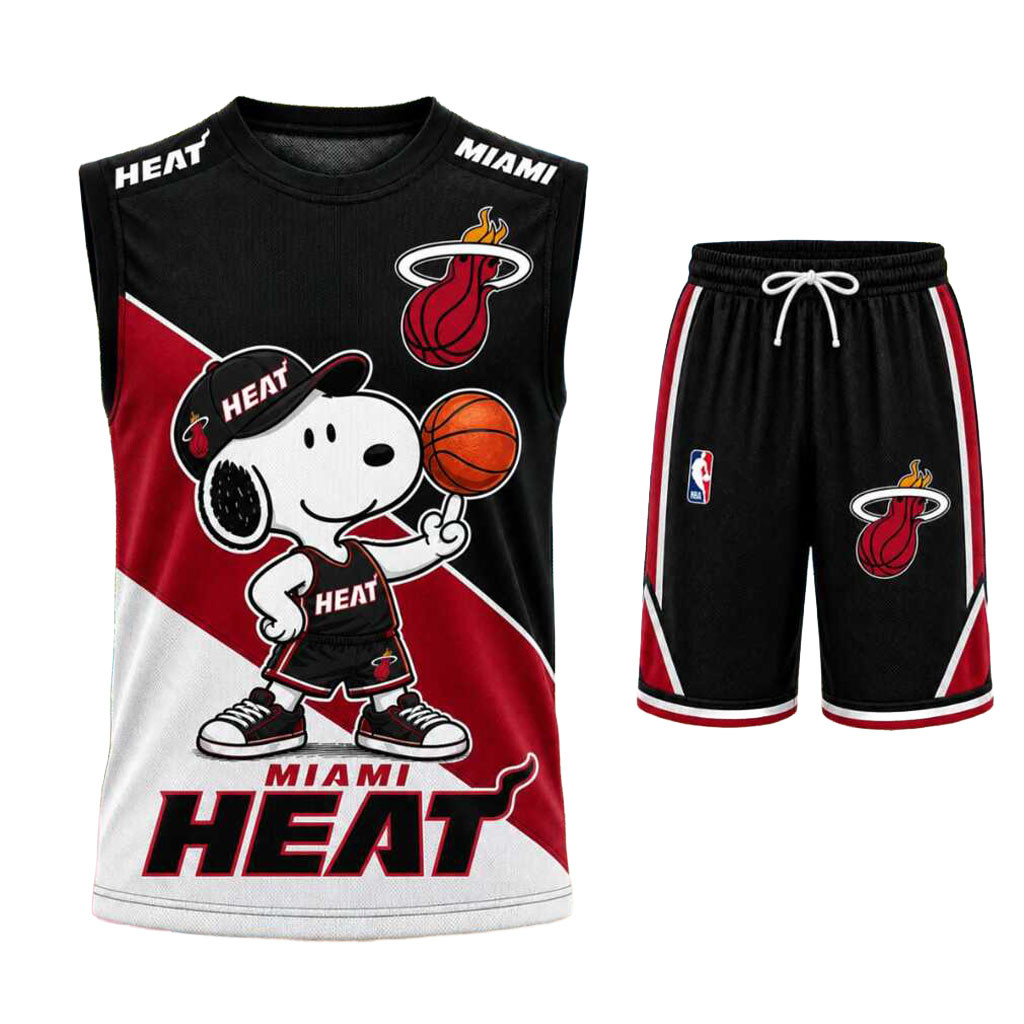 Miami Heat Snoopy Basketball Tank Top And Shorts Set Miami Heat Merch Gift For Game Day