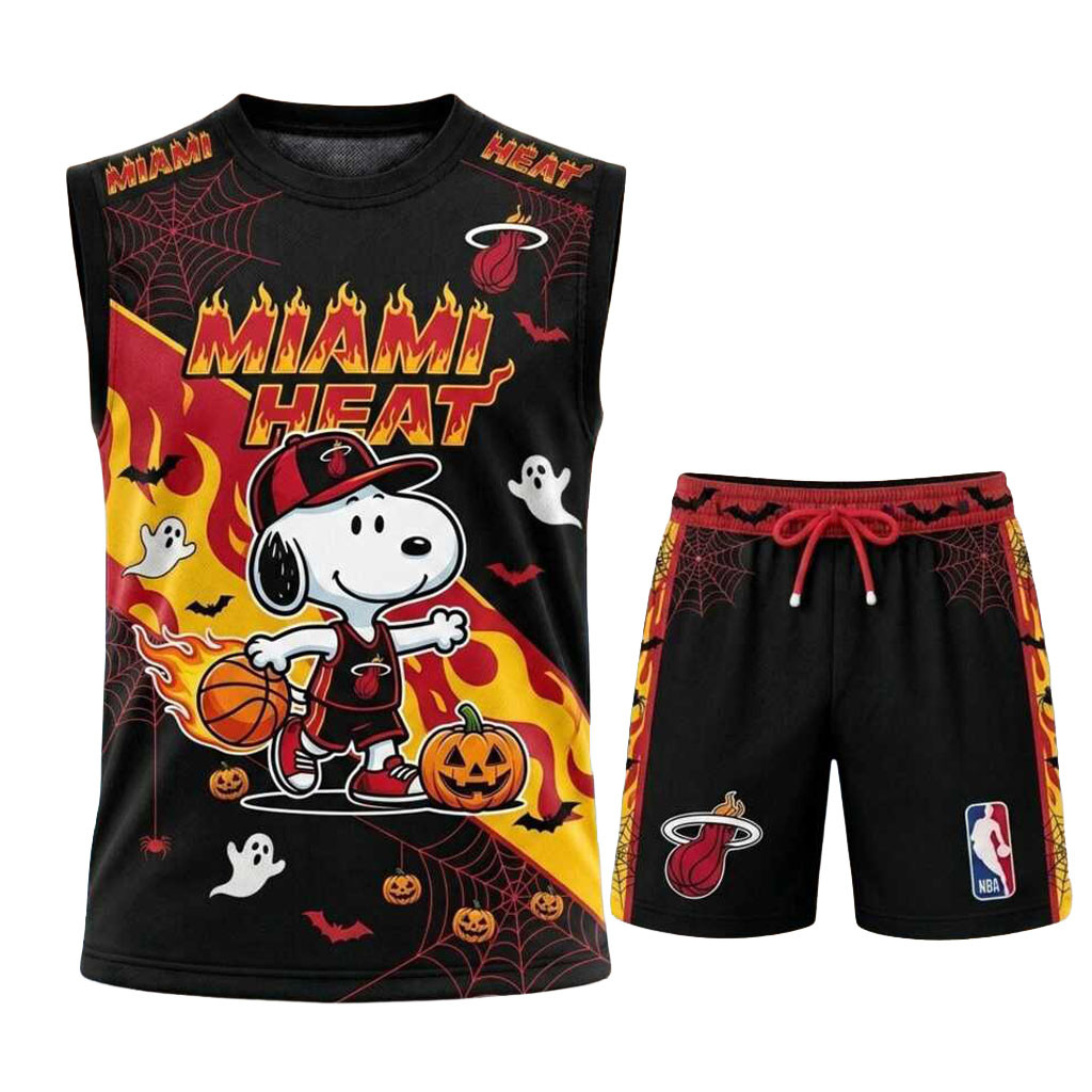 Miami Heat Snoopy Halloween Basketball Muscle Tank And Shorts Miami Heat Merch Gift For Fan Miami Heat Snoopy Halloween Basketball Muscle Tank And Shorts Miami Heat Merch Gift For Fan