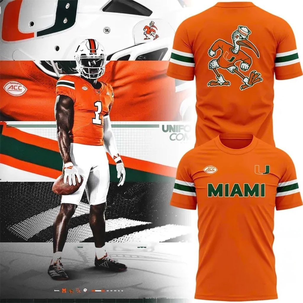 Miami Hurricanes Football 2026 New Uniform T-Shirt Miami Hurricanes Merch Football Fan Gear