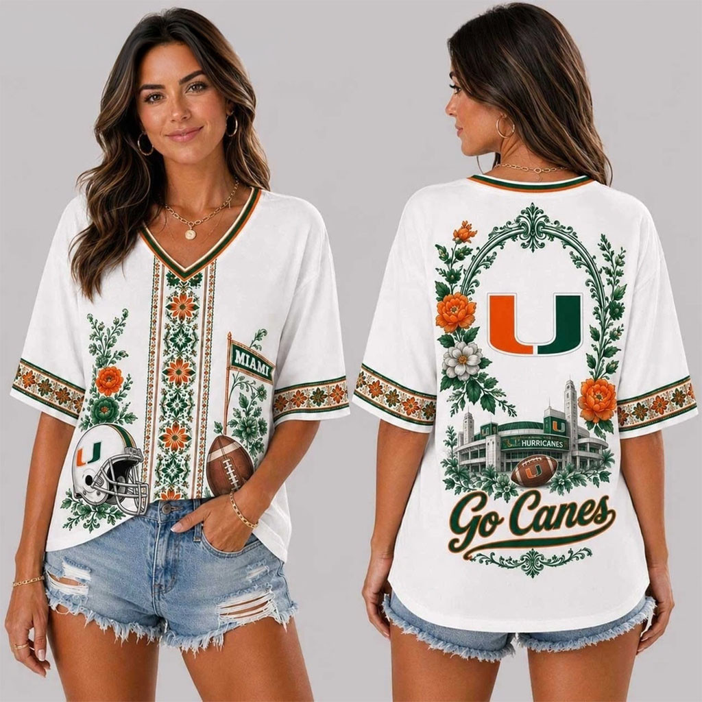 Miami Hurricanes Merch Collegiate Pride Go Canes V-Neck Shirt Football Present Ideas