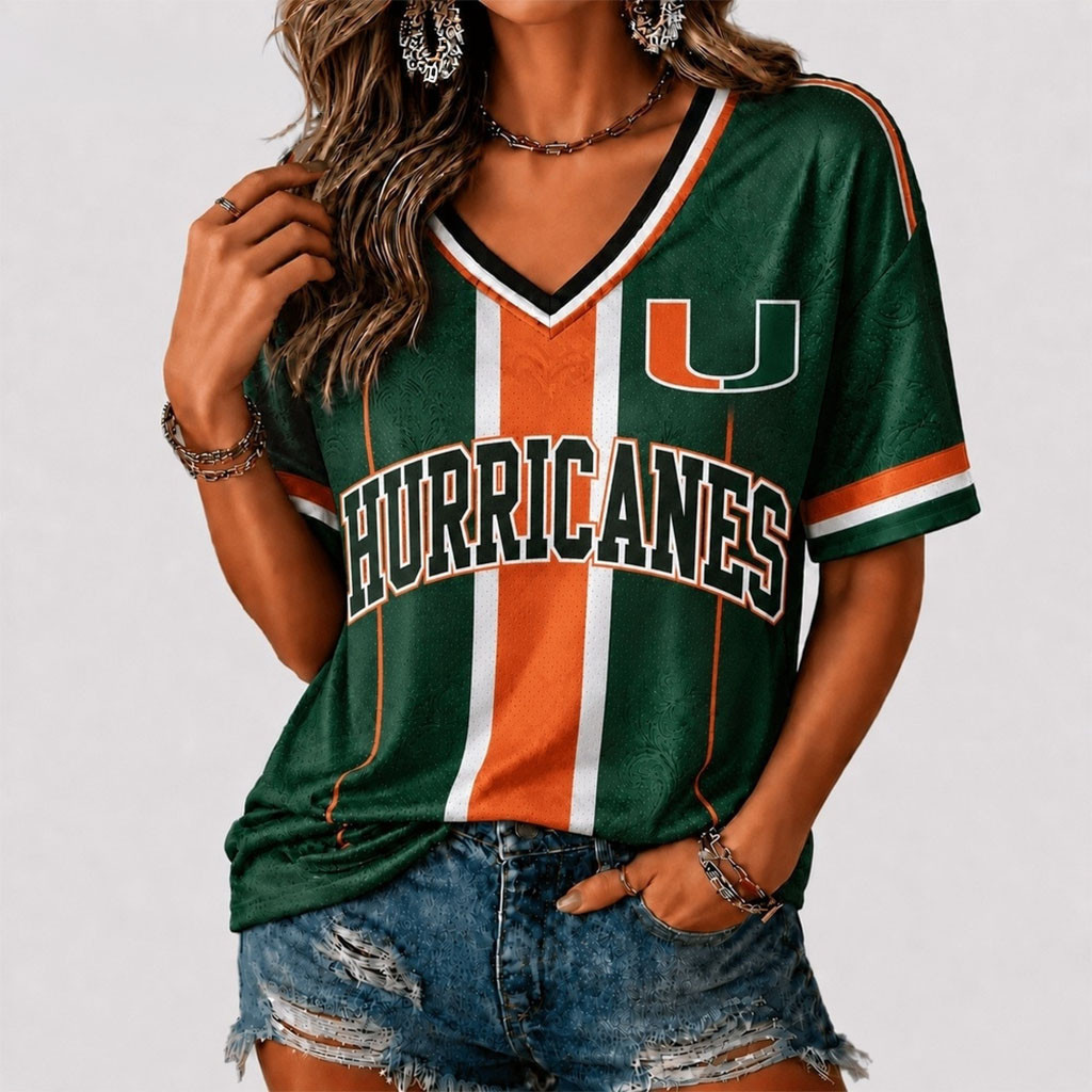 Miami Hurricanes Rivalry Game Spirit V-Neck T-Shirt Hurricanes Merch Gifts For Football Fan