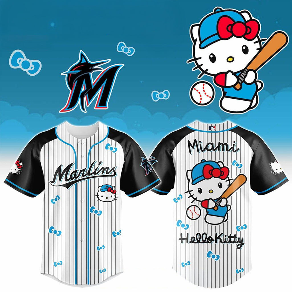 Miami Marlins Hello Kitty 2026 Game Theme Night Baseball Jersey Miami Marlins Merch Fans Gifts Miami Marlins Hello Kitty 2026 Game Theme Night Baseball Jersey Miami Marlins Merch Fans Gifts