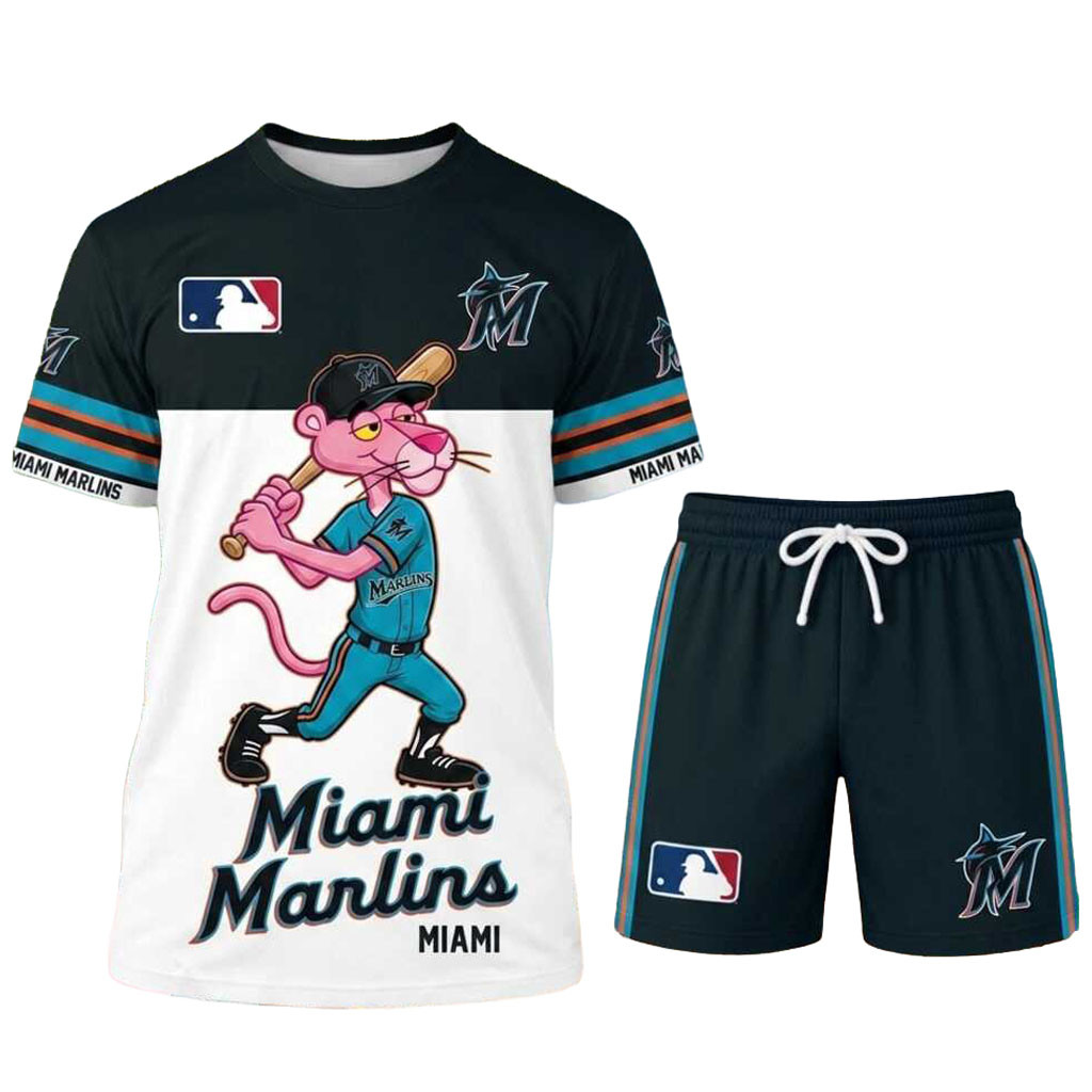 Miami Marlins Pink Panther Shirt And Shorts Miami Marlins Merch Good Gifts For Baseball Fans