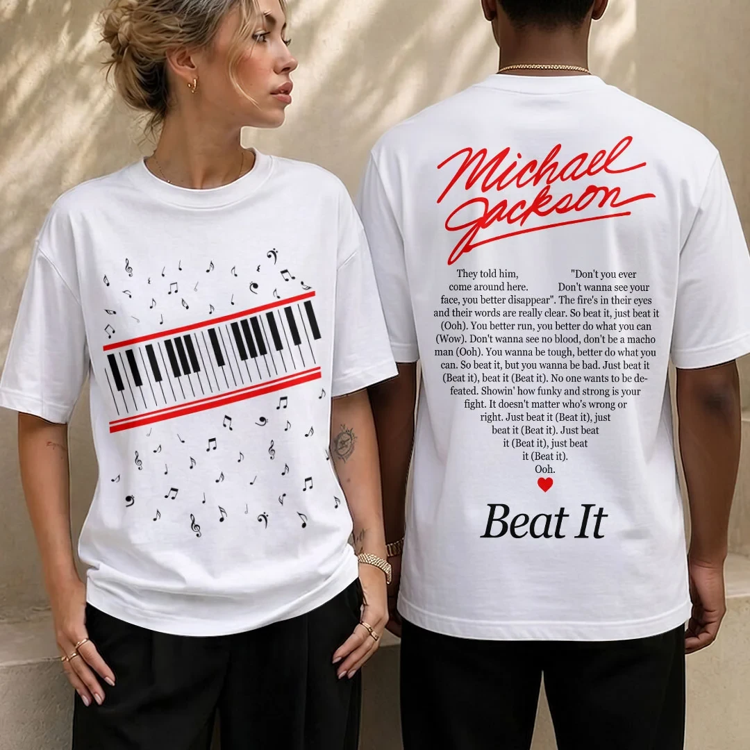 Michael Jackson Beat It T-Shirt Piano Music Design King Of Pop Michael Jackson Merch Fan Gifts