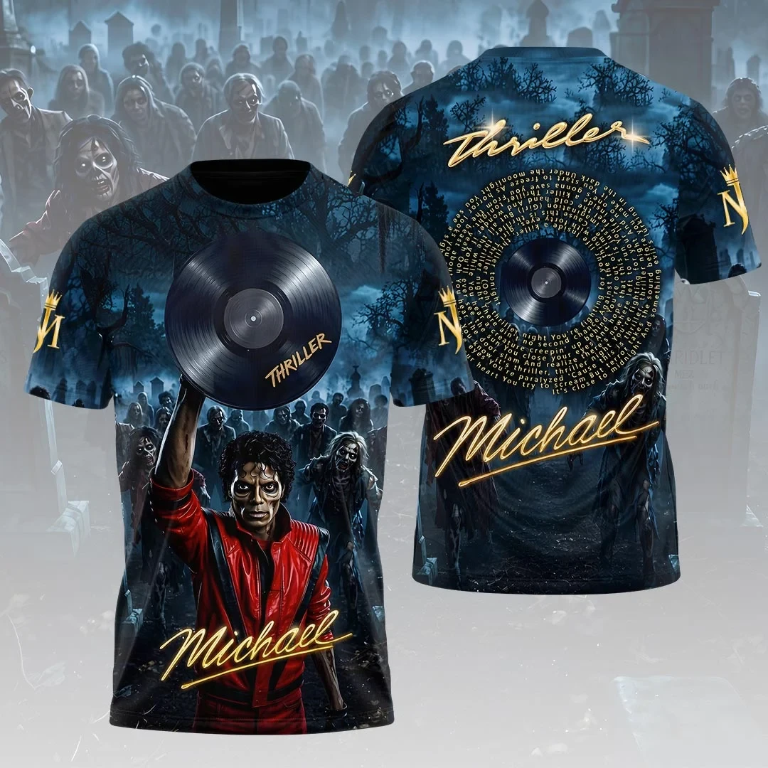 Michael Jackson Thriller T-Shirt Vinyl Record Zombie Music Michael Jackson Merch Gifts For Fans