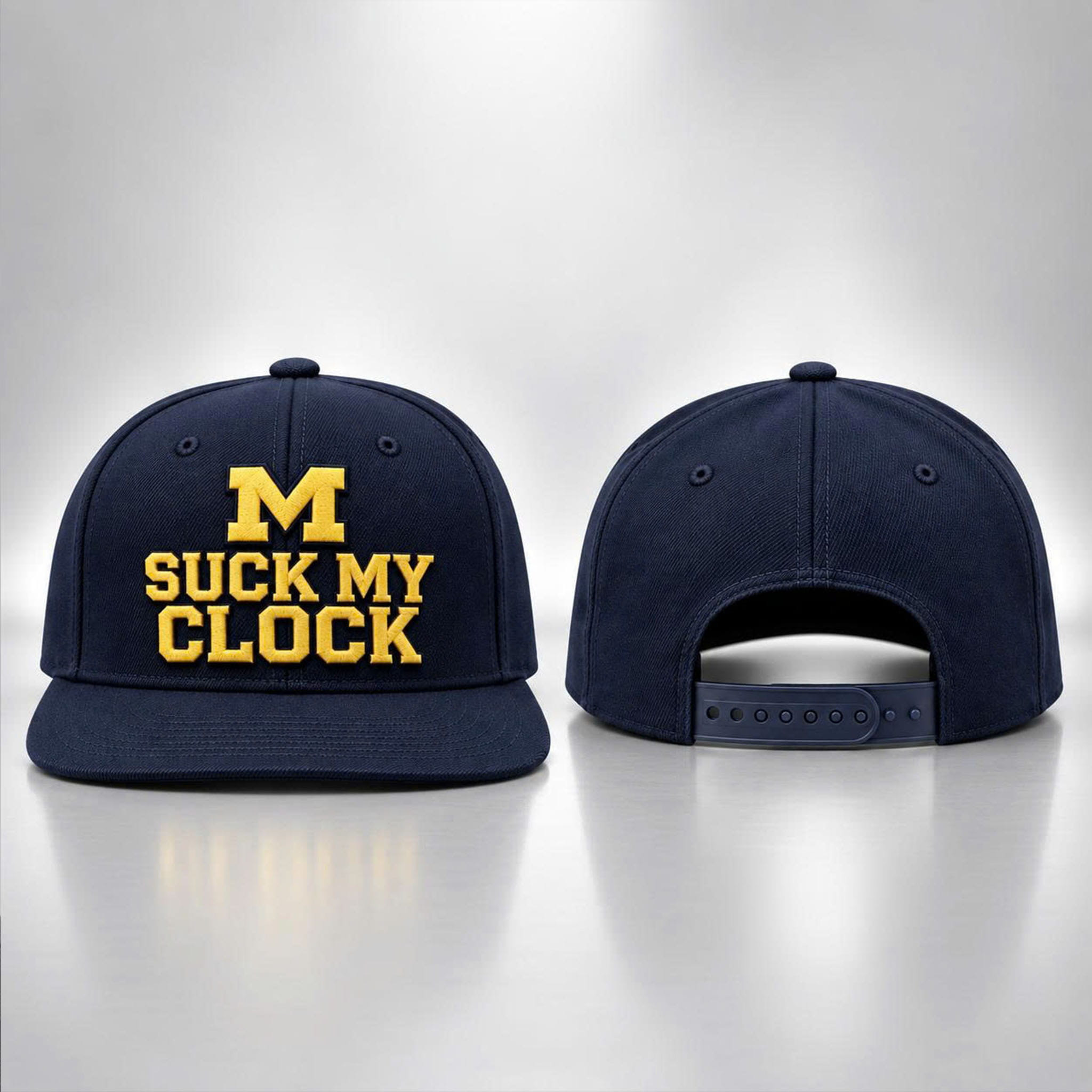Michigan Suck My Clock Snapback Hat Embroidered Michigan Wolverines Merch Gifts For Fans Michigan Suck My Clock Snapback Hat Embroidered Michigan Wolverines Merch Gifts For Fans