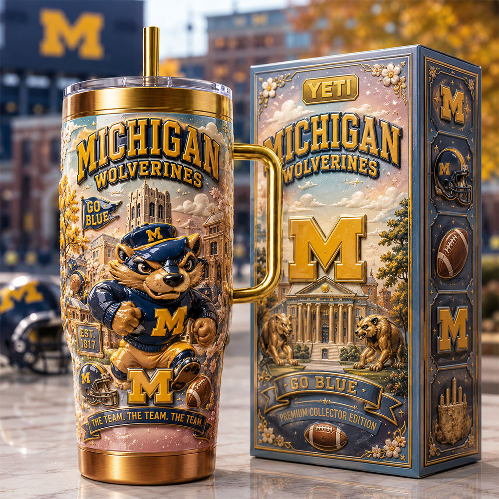 Michigan Wolverines The Team GO Blue Tumbler Michigan Wolverines Merch Football Fan Gifts