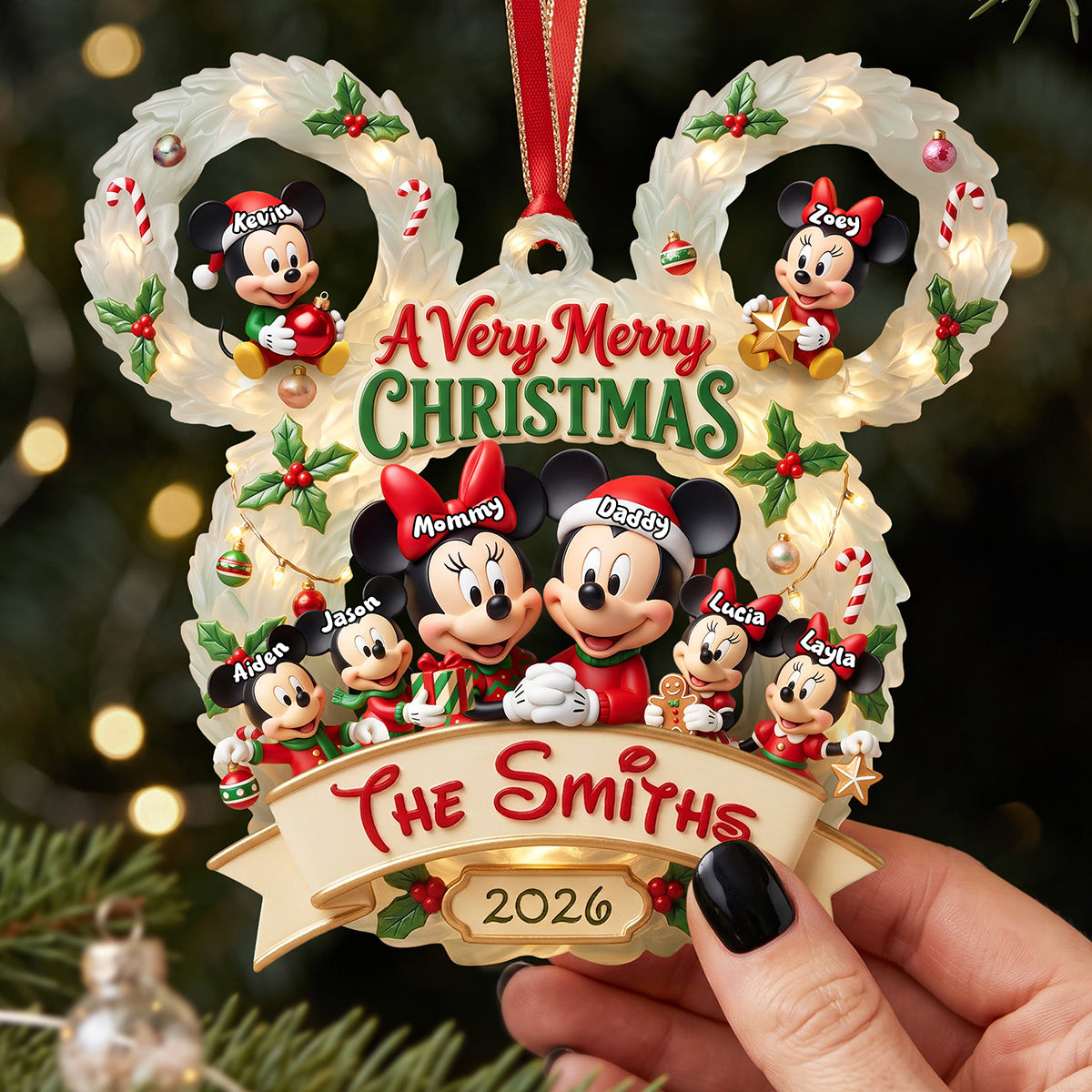 Mickey And Minnie Family A Very Merry Christmas Ornament Xmas Tree Decorations