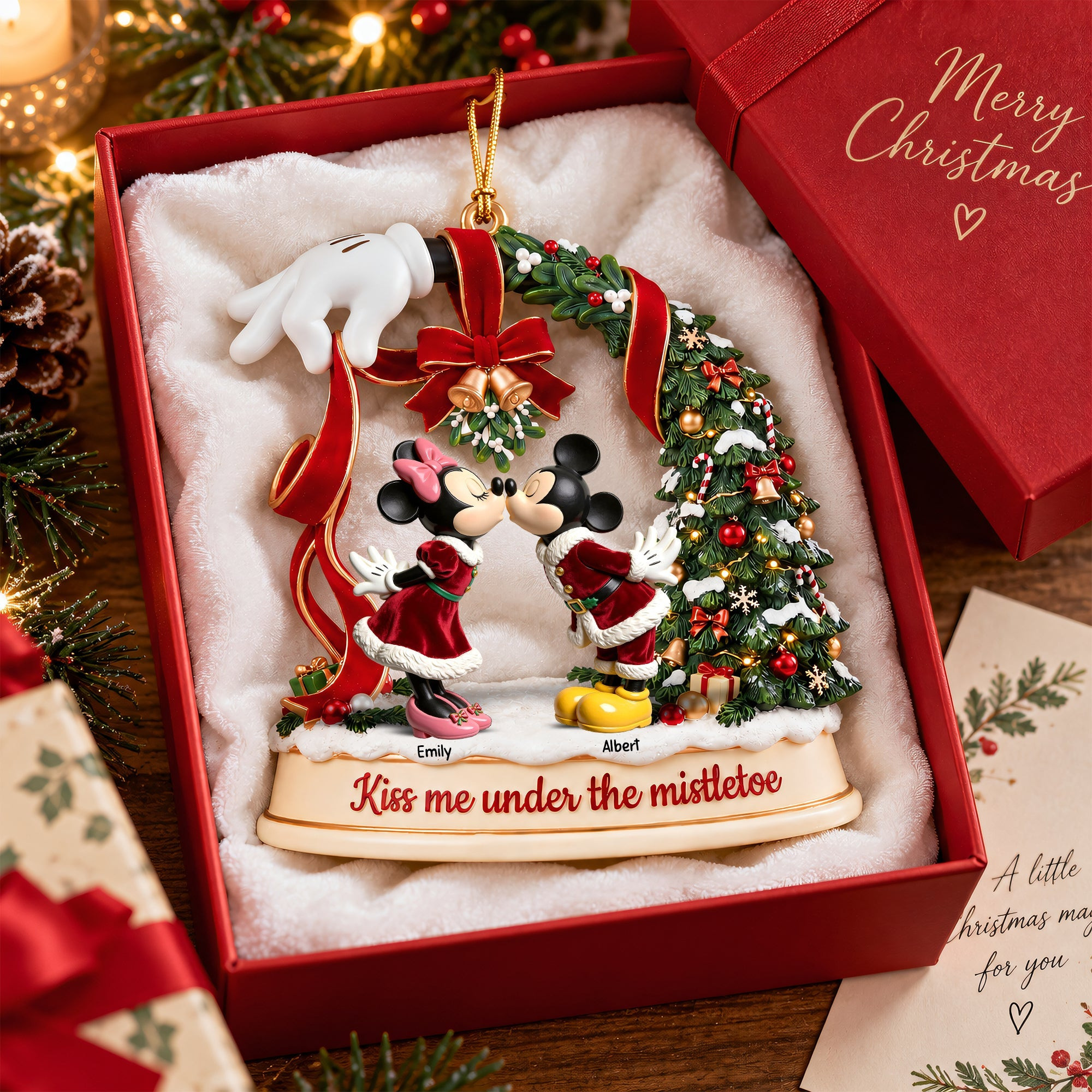 Mickey Mouse Kiss Me Under The Mistletoe Acrylic Ornament Couples Christmas Ornaments Decor