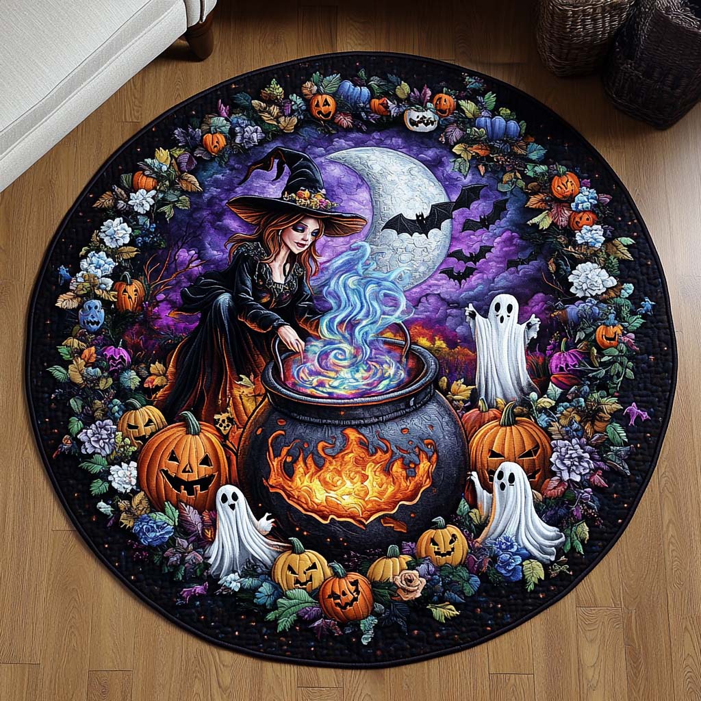 Midnight Charm Quilted Round Mat Best Round Rugs Halloween Themed Presents