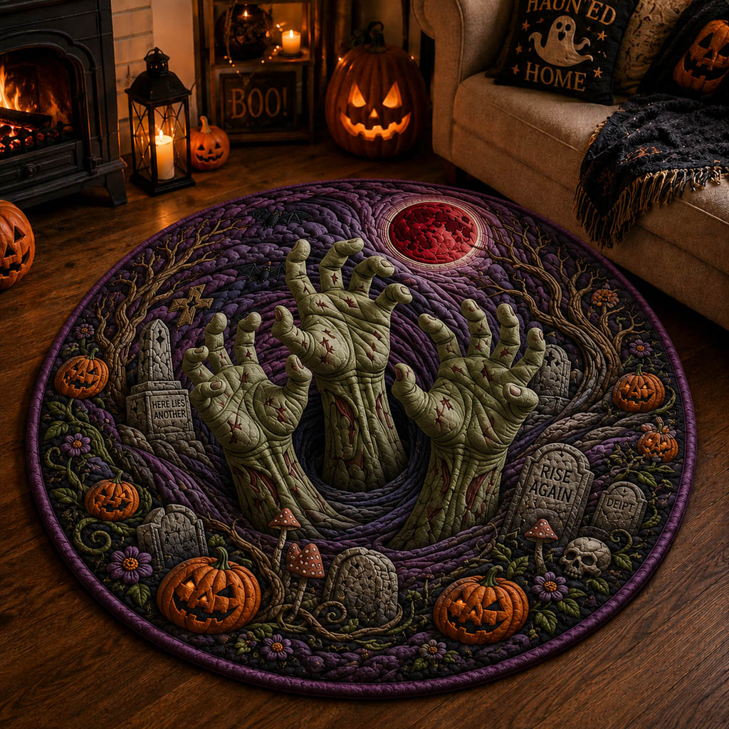 Midnight Ghoul Vortex Quilted Round Mat Circle Floor Mat Good Halloween Gifts