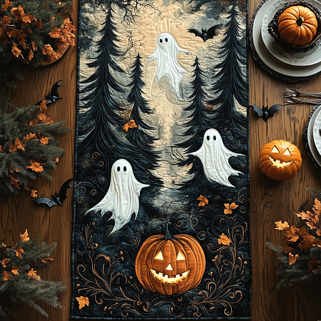 Midnight Haunt Quilted Table Runner Dining Table Decor Halloween Gifts For Family