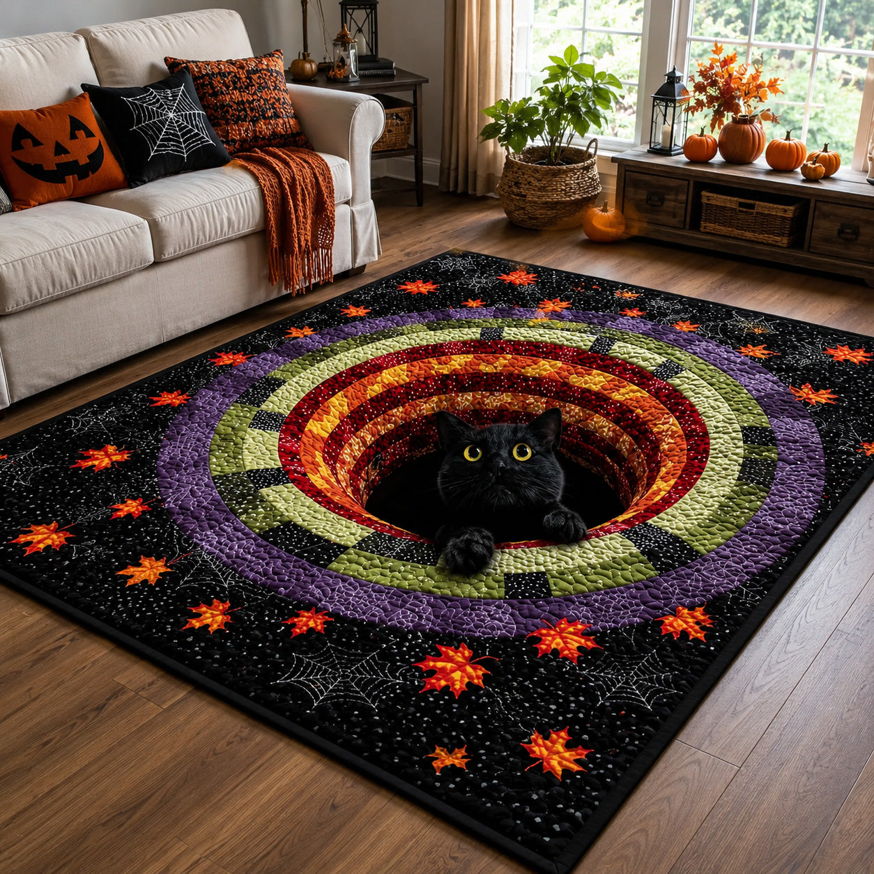 Midnight Pounce Area Rug Spooky House Decor Halloween Inspired Gifts