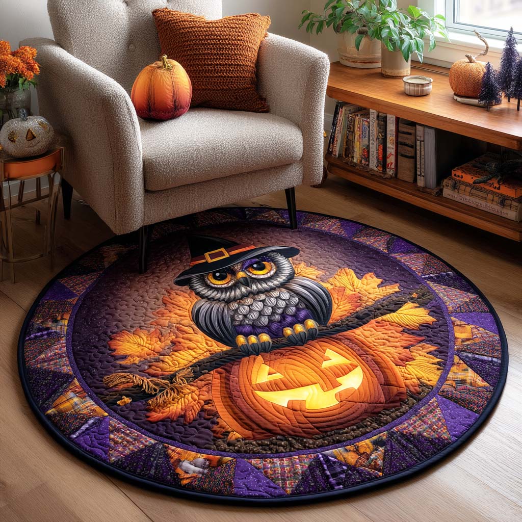 Midnight Pumpkin Quilted Round Mat Living Room Halloween Decor Ideas New Home Gifts