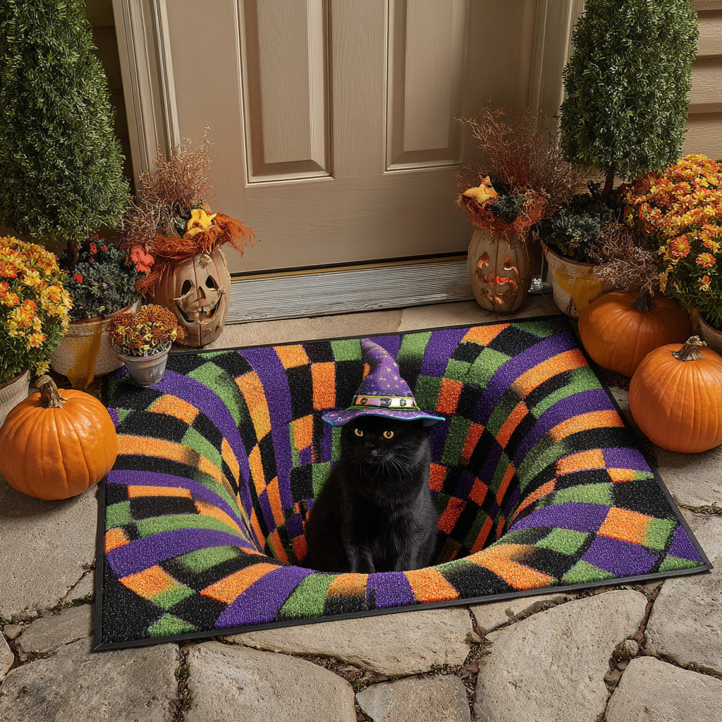 Midnight Spell Doormat Halloween Fall Doormat Holiday Gift For Cat Lovers
