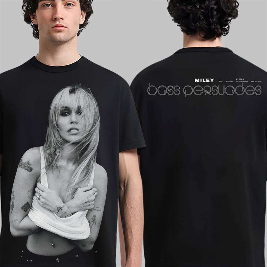 Miley Cyrus Bass Persuades Album Jumbo Photo T-Shirt Miley Merch Cool Gifts For Music Lovers Miley Cyrus Bass Persuades Album Jumbo Photo T-Shirt Miley Merch Cool Gifts For Music Lovers