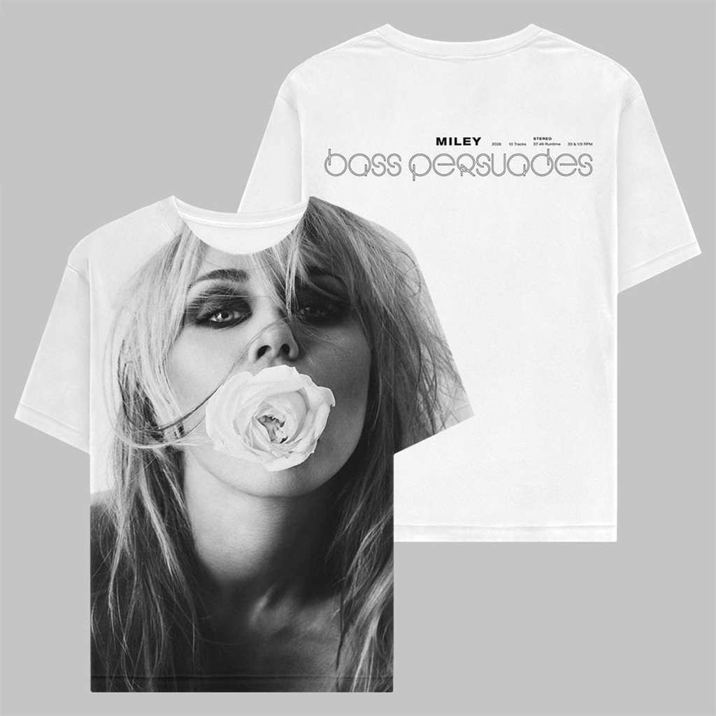 Miley Cyrus Bass Persuades Album Merch Portrait White T-Shirt Miley Merch Gifts For Her Miley Cyrus Bass Persuades Album Merch Portrait White T-Shirt Miley Merch Gifts For Her