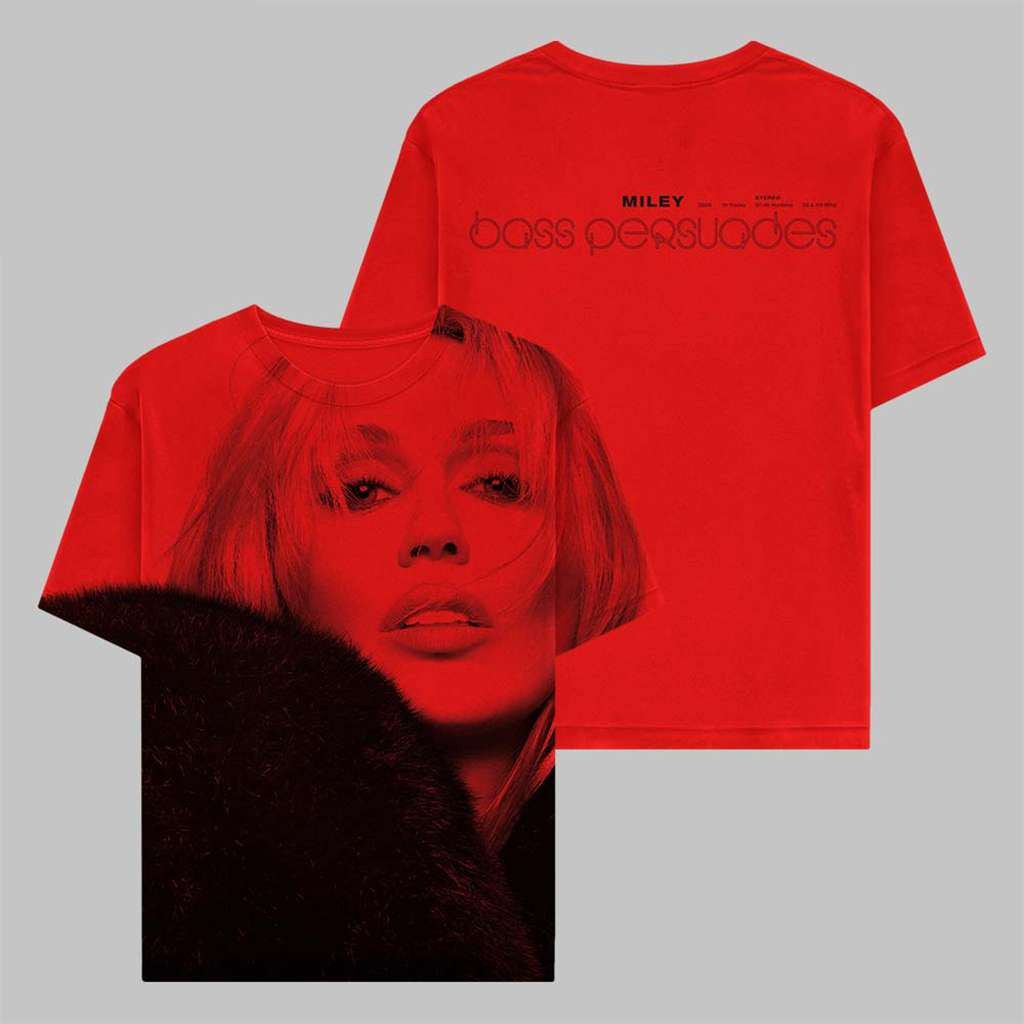 Miley Cyrus Bass Persuades Album Portrait Red T-Shirt Miley Merch Gifts For Music Fans