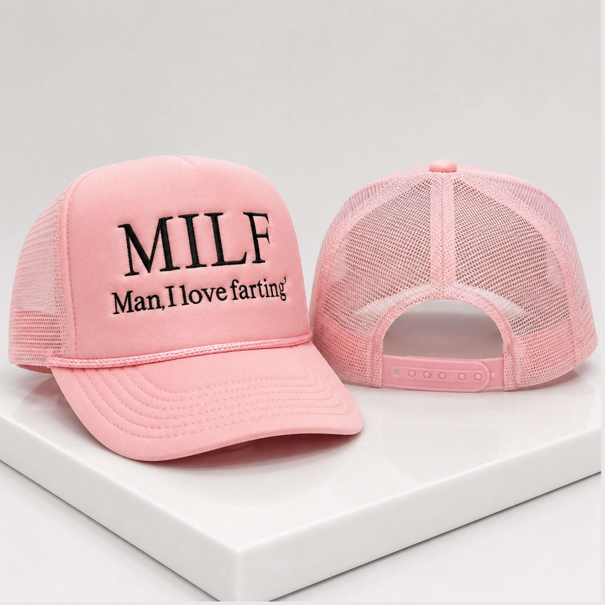 MILF Man I Love Farting 2026 Trucker Hat Embroidered Funny Cap Gifts For Her