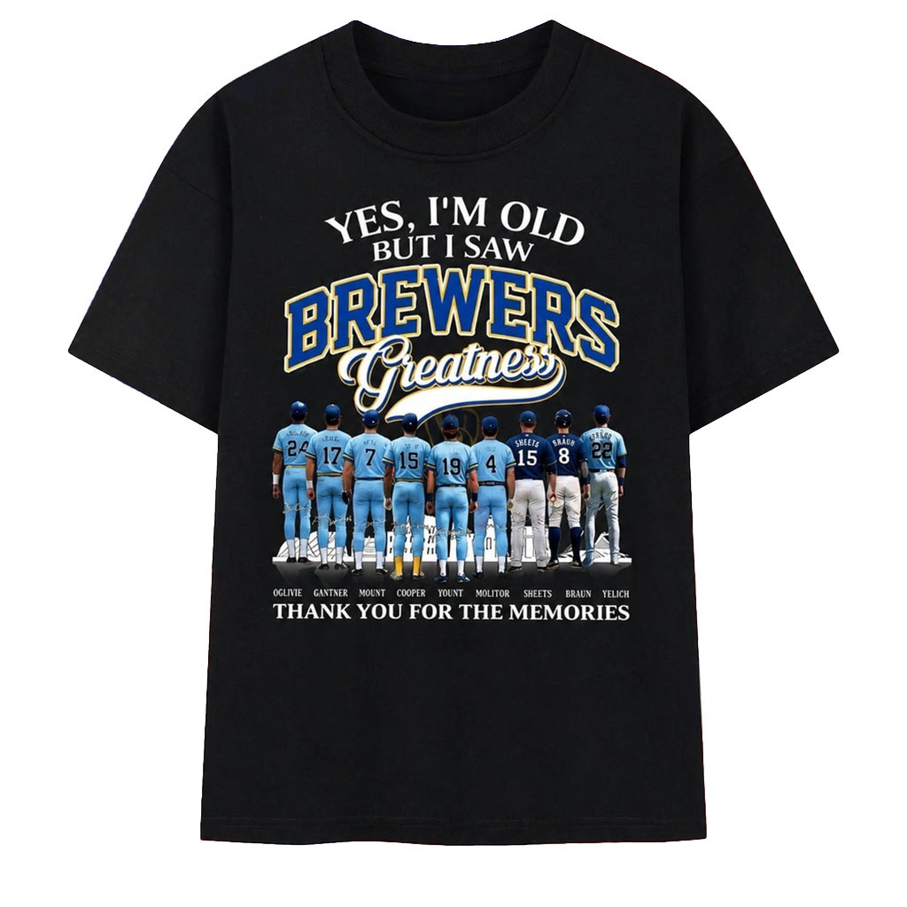 Milwaukee Brewers Greatness Legends Signatures Vintage Baseball T-Shirt Brewers Merch Fans Gifts