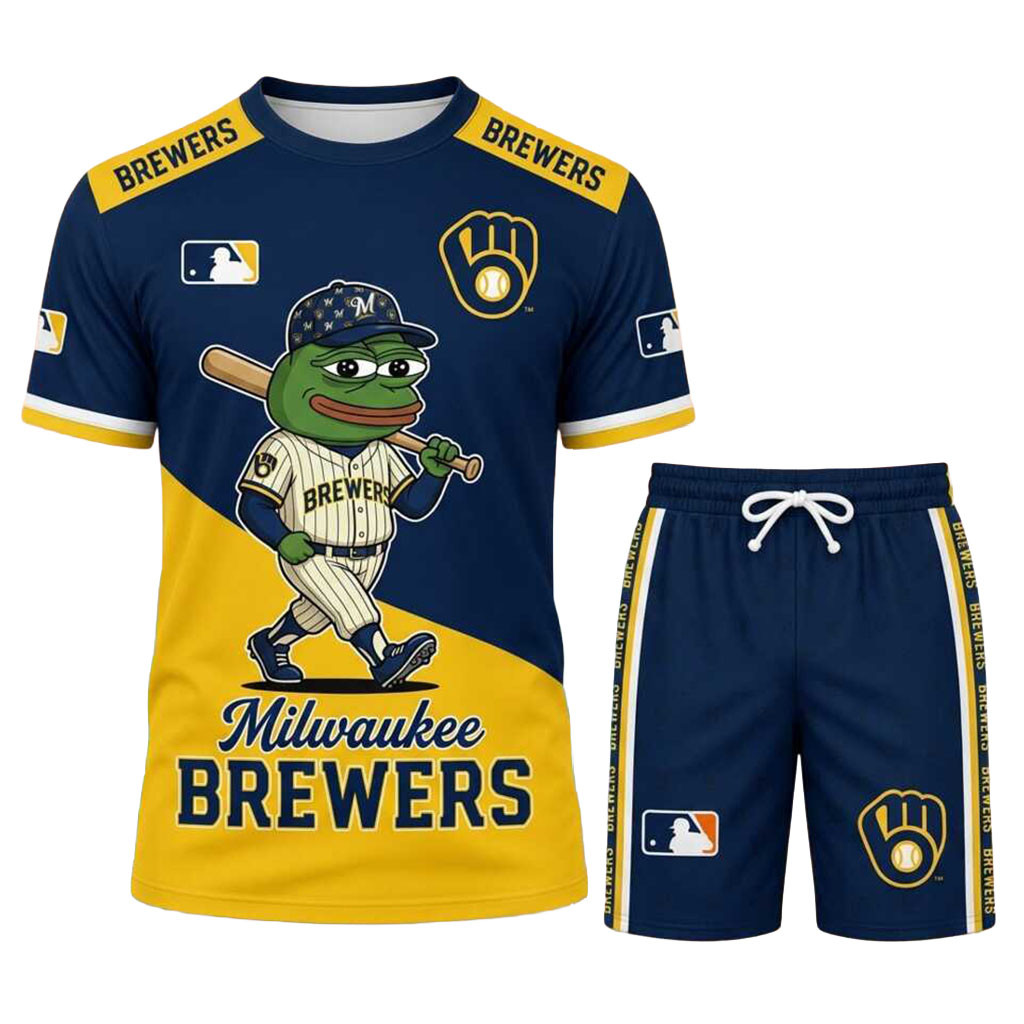 Milwaukee Brewers Pepe The Frog Shirt And Shorts Set Milwaukee Brewers Merch Gift For Fans
